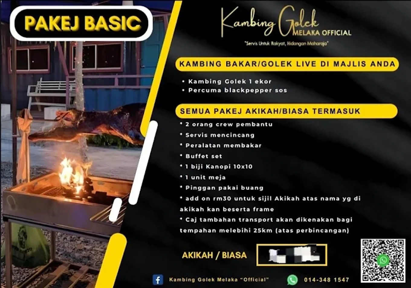 Menu penuh Pakej Basic, kambing golek katering Melaka