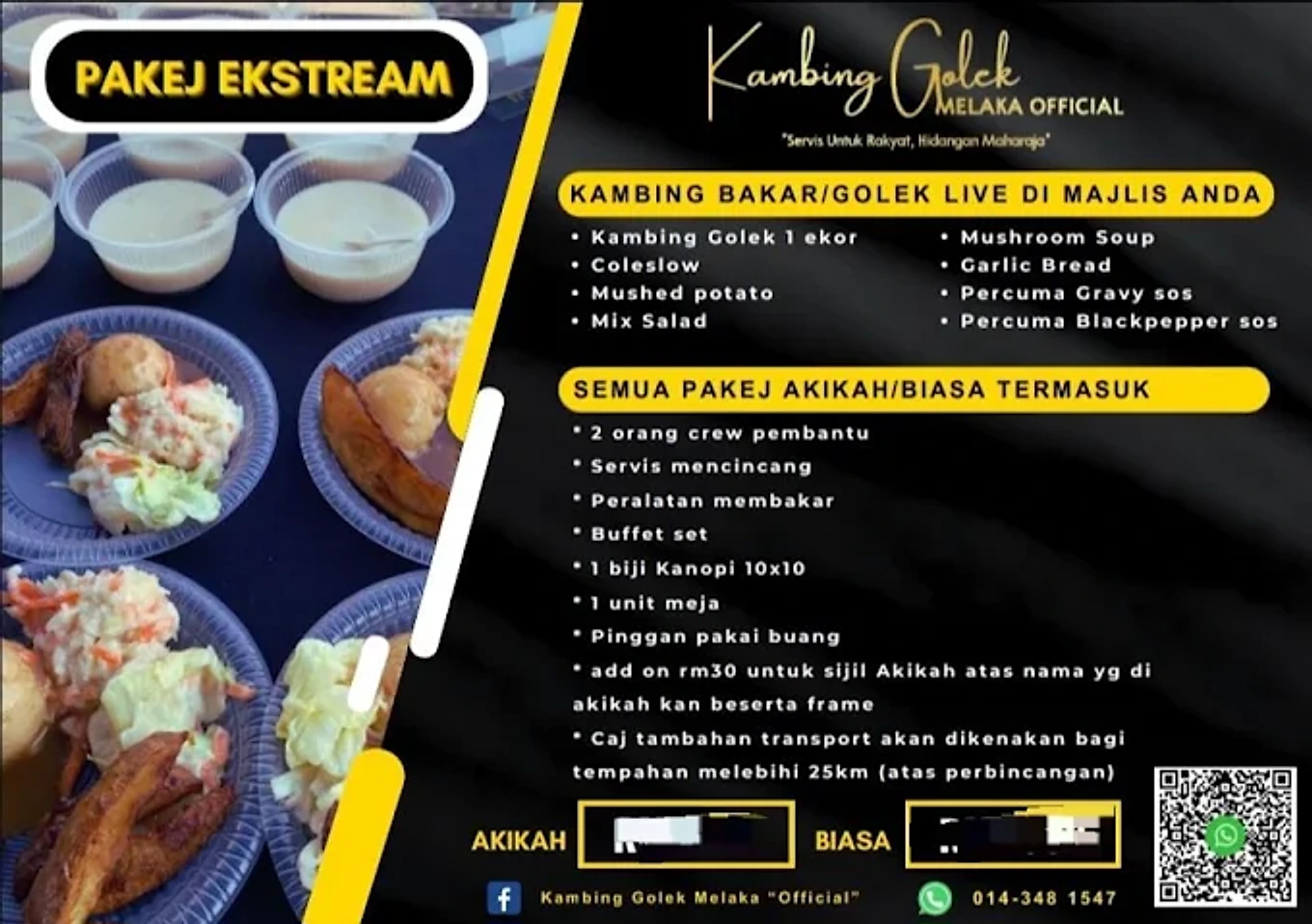 Menu penuh Pakej Extreme, kambing golek katering Melaka