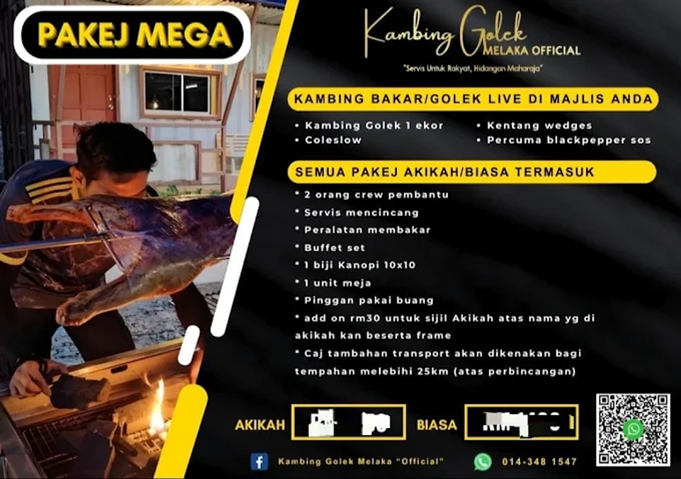 Menu penuh Pakej Mega, kambing golek katering Melaka